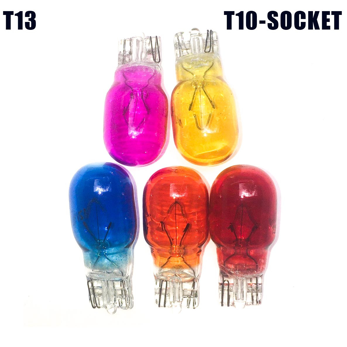 12v Car and Motorcycle Signal Light Peanut Bulb Type T10 socket T13 Color Orange / White / Blue