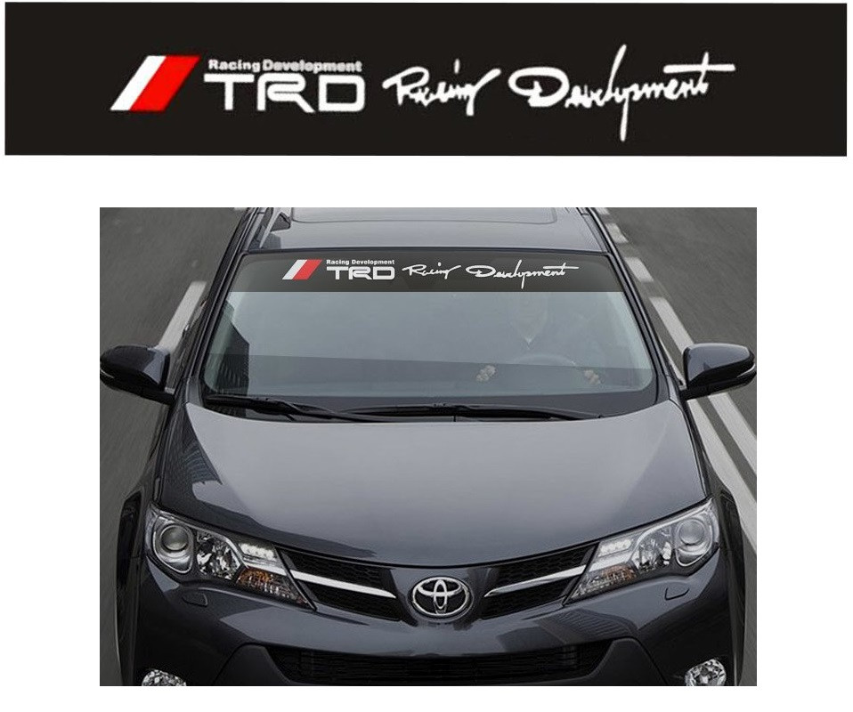 Car TRD Sticker Windshield Sun Break Style with Background Black and Reflector Letters