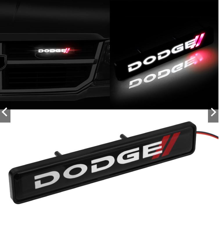 1Pc DODGE Car Front Grille Luminous Emblem Badge LED Decoration Lights Car Logo