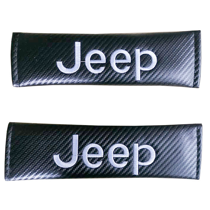 JEEP 2pcs Car Seat Belt Shoulder Pad Carbon Fiber Sports Design Seat Belt Cover