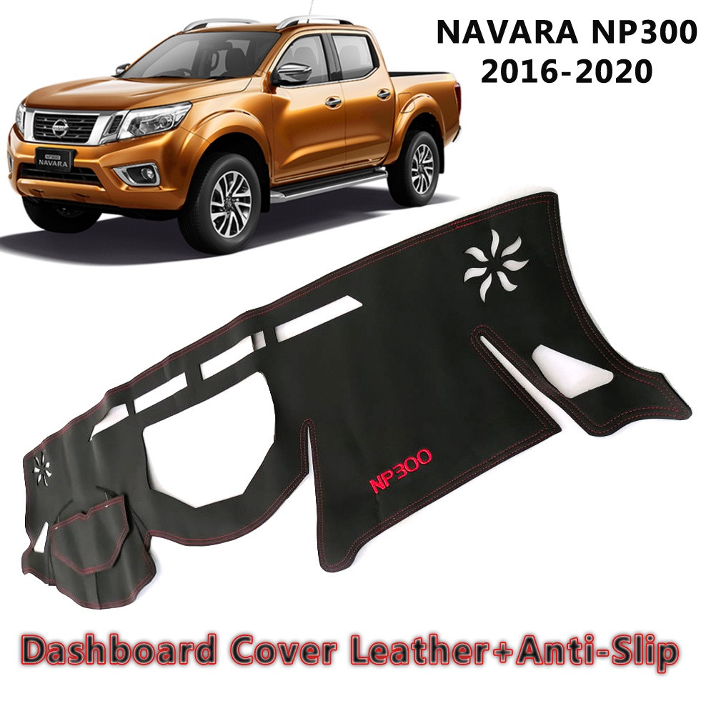 2016-2021 Nissan Navara NP300 Dashboard Cover Leather Type Heavy Duty with Red Stitch Anti-Slip