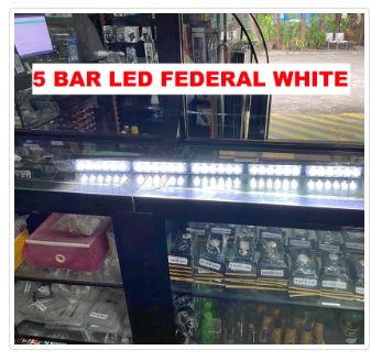 5 BAR FEDERAL BLINKER WHITE 6LED PER BAR 85CM 5X6 BLINKING AND DRL LIGHT