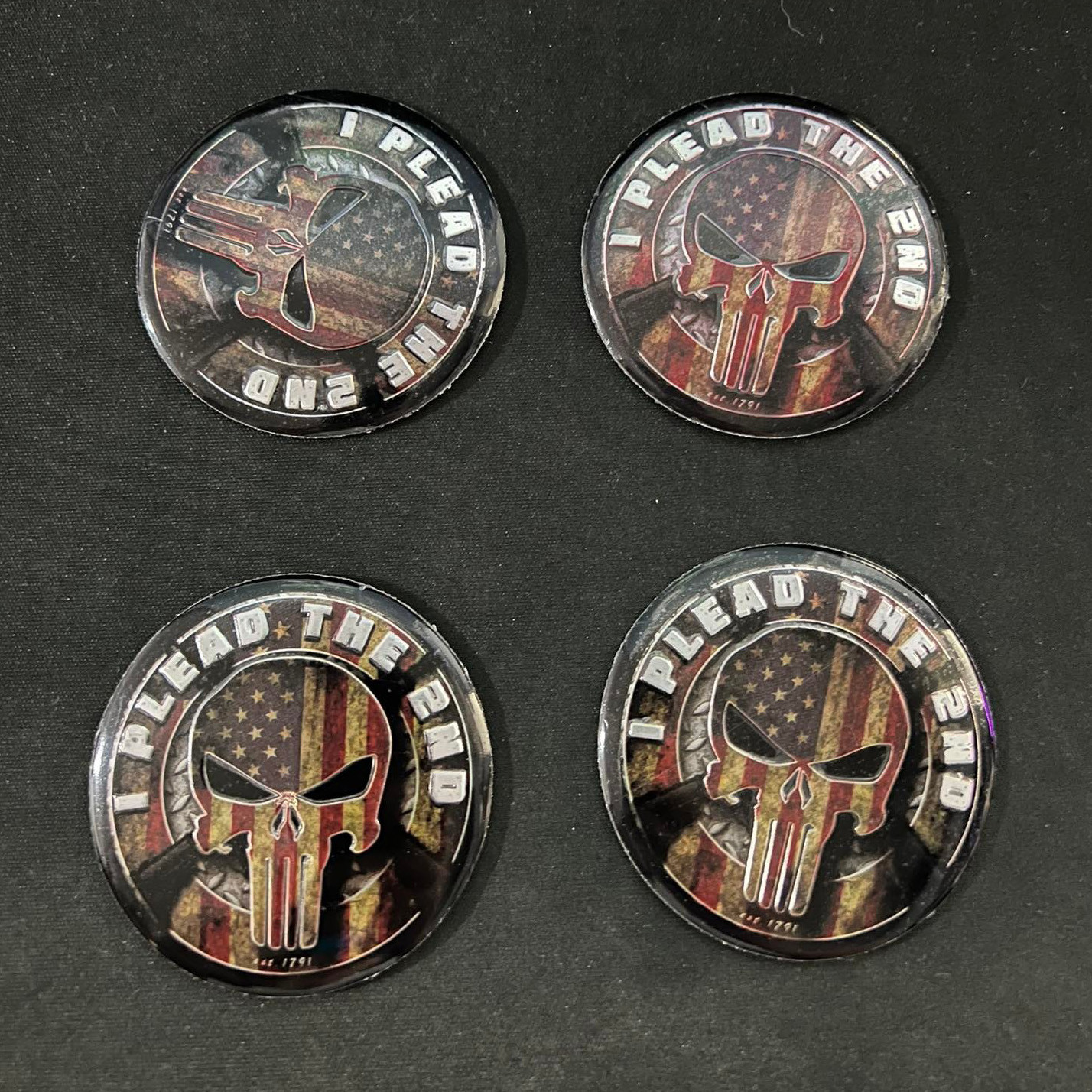 I PLEAD THE 2ND 4pcs Car Wheel Center Hub Cap 56mm Sticker Cover Metal Case Tire Mags Emblem Badge Decal 3D