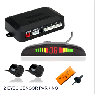2 EYE UNIVERSAL CAR PARKING 2 SENSOR BLACK REVERSE BACKUP SENSOR DIGITAL INDICATOR
