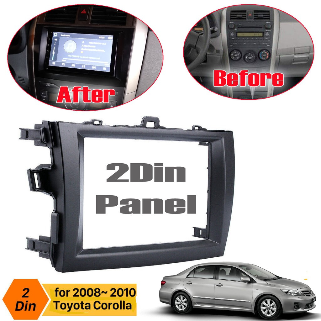 2008-2010 Toyota Corolla Altis Black Double Din Panel for Car Radio Head Unit Stereo Dash Kit Audio
