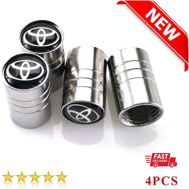 4PCS TOYOTA Silver Car Wheel Tire Valve Tyre Air Caps Cover Aluminium