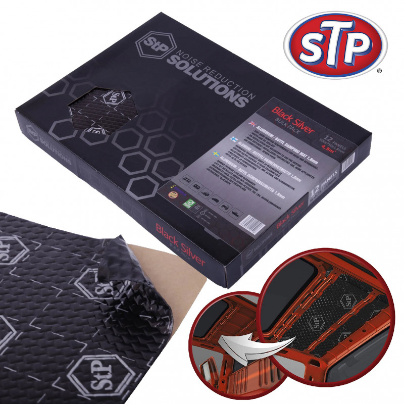 STP Black Silver Deadening Mat Sound Noise Control Adhesive Car Butyl Material Self-Adhesive