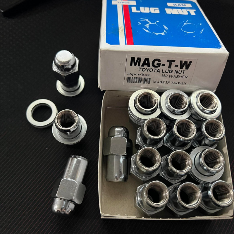 MAG-T-W 16pcs TOYOTA Lug Nuts 1.5 with WASHER Original for TOYOTA Cars Lugnuts