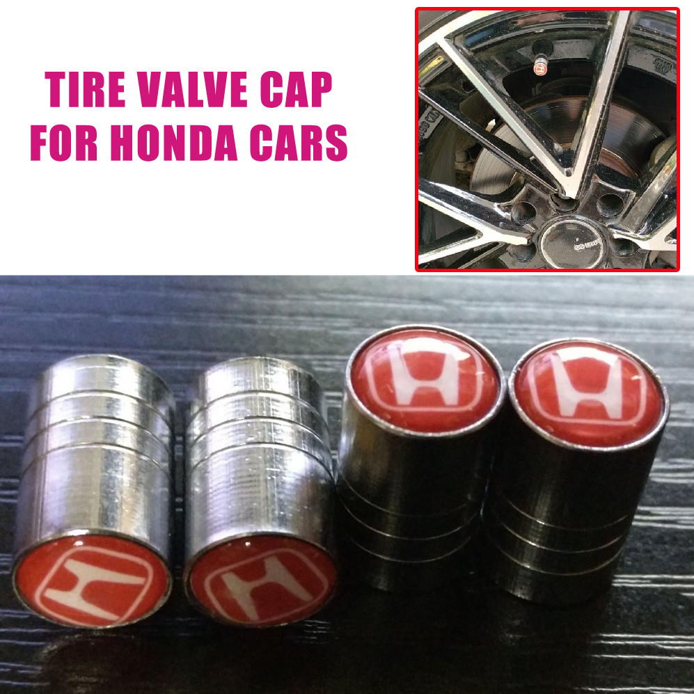 PCS JDM HONDA RED LOG Car Wheel Tire Valve Tyre Air Caps Cover Aluminium