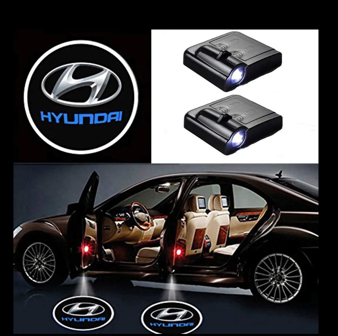 #34 HYUNDAI 2Pcs Car Door Sensor Light welcome Wireless illuminating ground Floor open doors