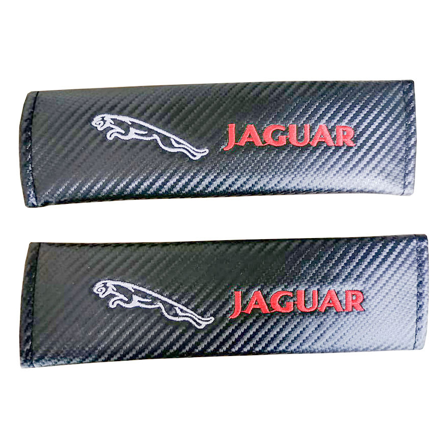 JAGUAR 2pcs Car Seat Belt Shoulder Pad Carbon Fiber Sports Design Seat Belt Cover