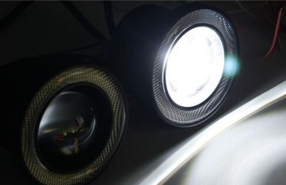 BLUE Car Halo ring Fog Lamp Light COB Led with Angel Eyes 3.5 inches