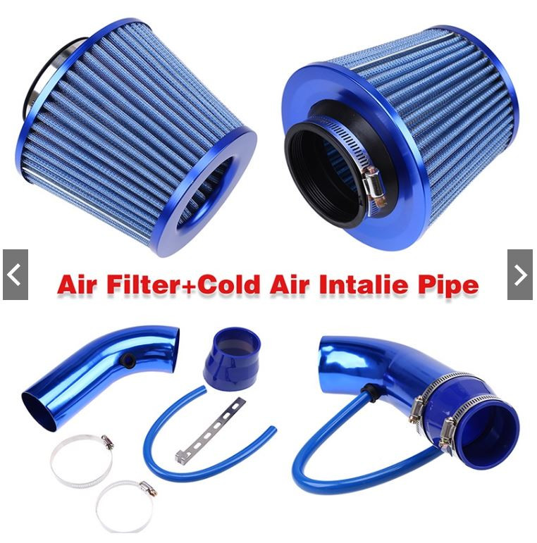 BLUE Mushroom Air Filter with Air Intake Pipe High Flow Breather Filter Air Cleaner Hose Full Set