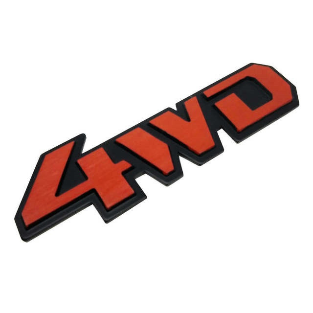 4WD Red Stick-On Emblem Aluminum Logo Car Pick-Up Off-Road