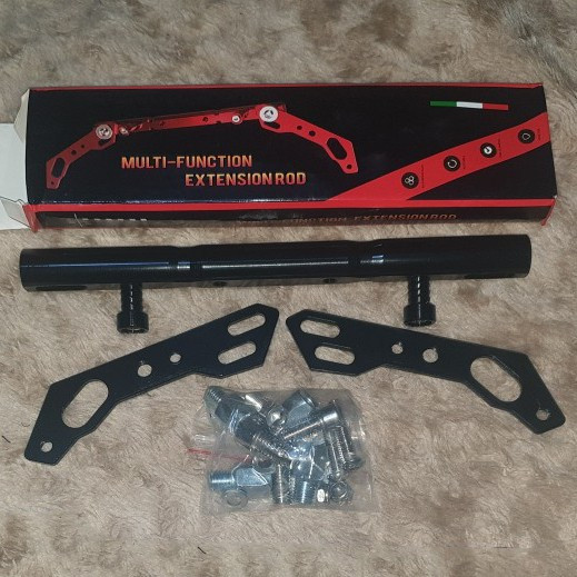 Motorcycle Cross Bar Universal Accessories Crossbar with Side Mirror Adapter (Black)