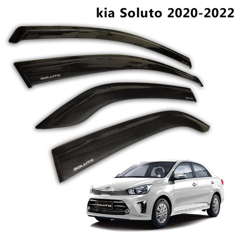 KIA SOLUTO Rain Sun Visor Guard Window Visor Gutter Plain Black OEM