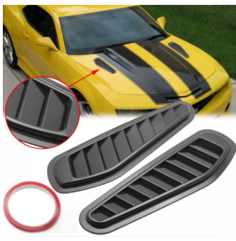 Car Hood Vent Scoop Universal ABS Black Air Flow Intake Scoop Cover Design BLK146